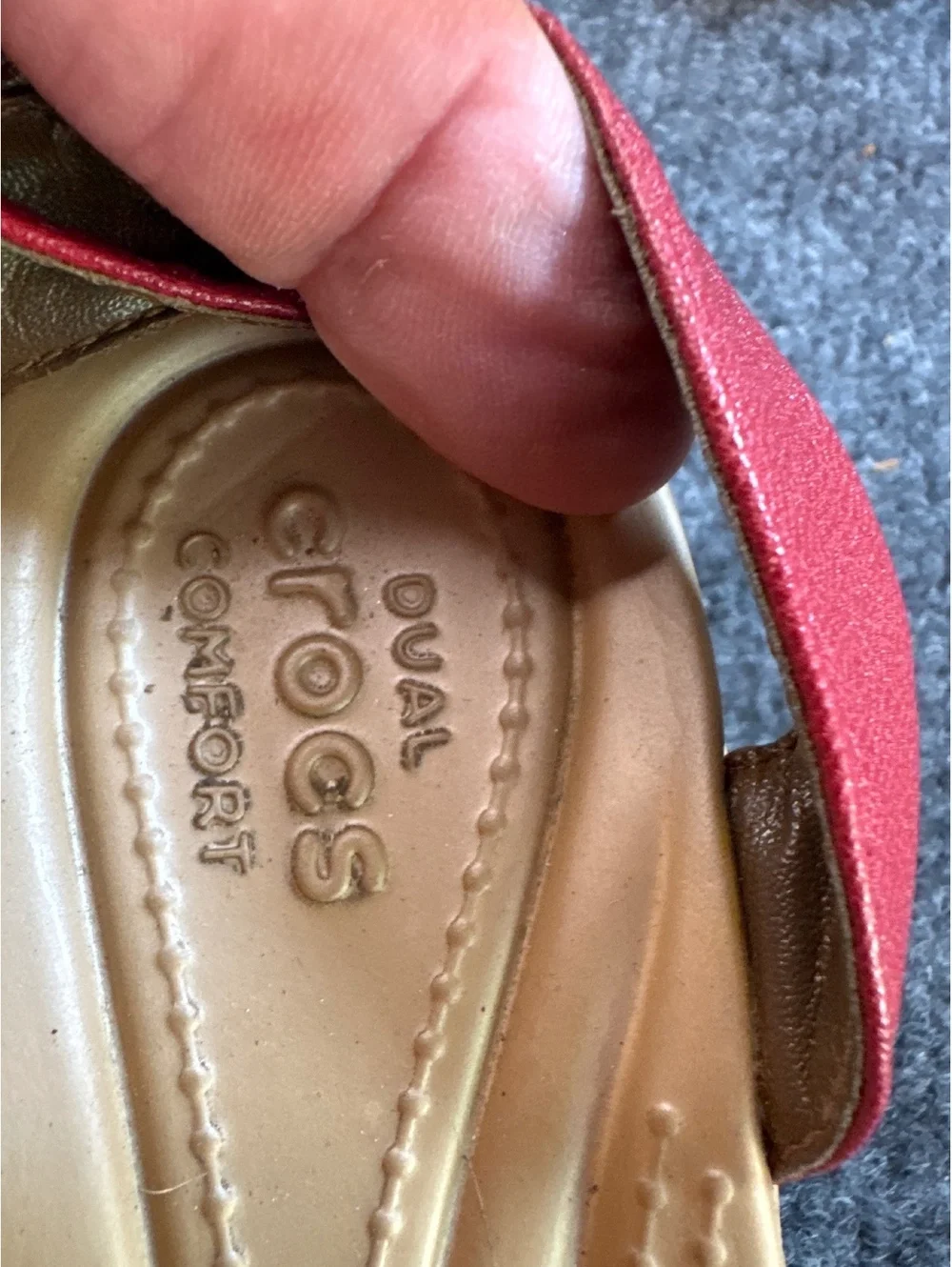 Crocs Women’s Red Leather Ankle Strap Wedge Sandals Open Toe Comfort Shoes
